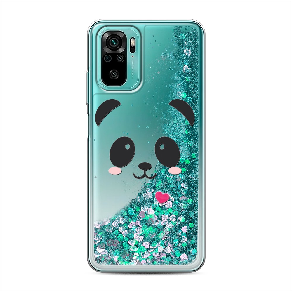 

Жидкий чехол с блестками "Влюбленный панда контур" на Xiaomi Redmi Note 10S