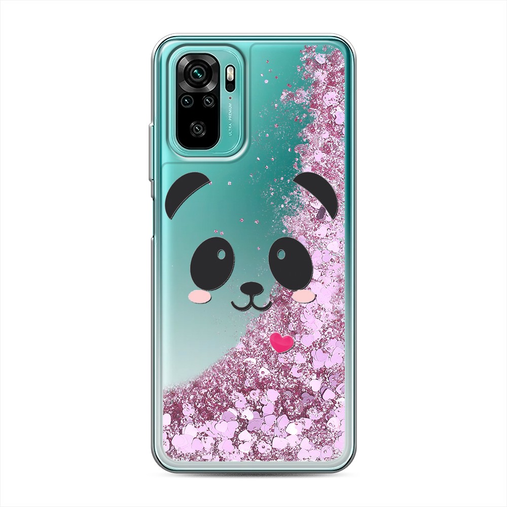 

Жидкий чехол с блестками "Влюбленный панда контур" на Xiaomi Redmi Note 10S