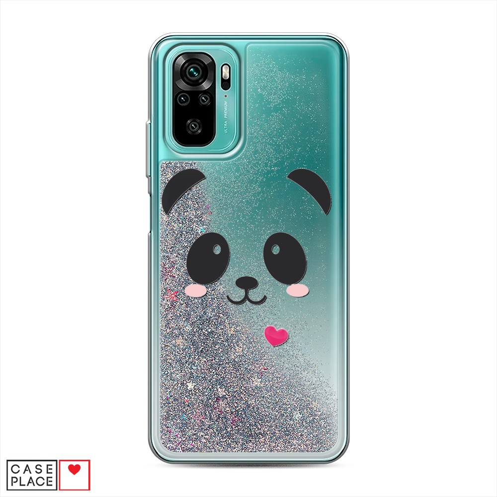 фото Жидкий чехол с блестками "влюбленный панда контур" на xiaomi redmi note 10s awog