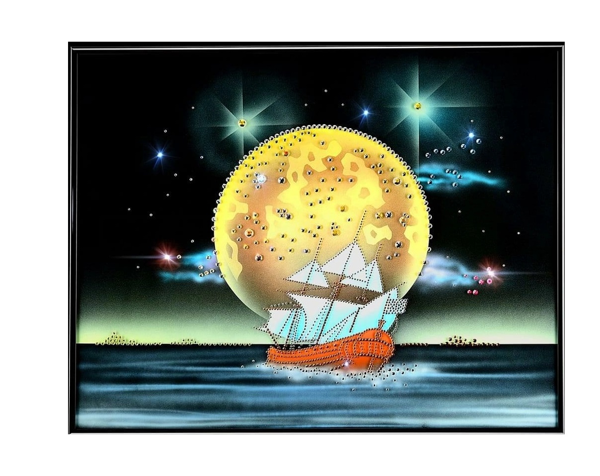 

Картина Корабль в море. Сваровски Swarovski 50 х 40 см
