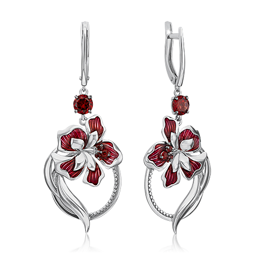 

Серьги из серебра с гранатом/эмалью PLATINA jewelry 02-4789-00-204-0200-69, 02-4789-00-204-0200-69