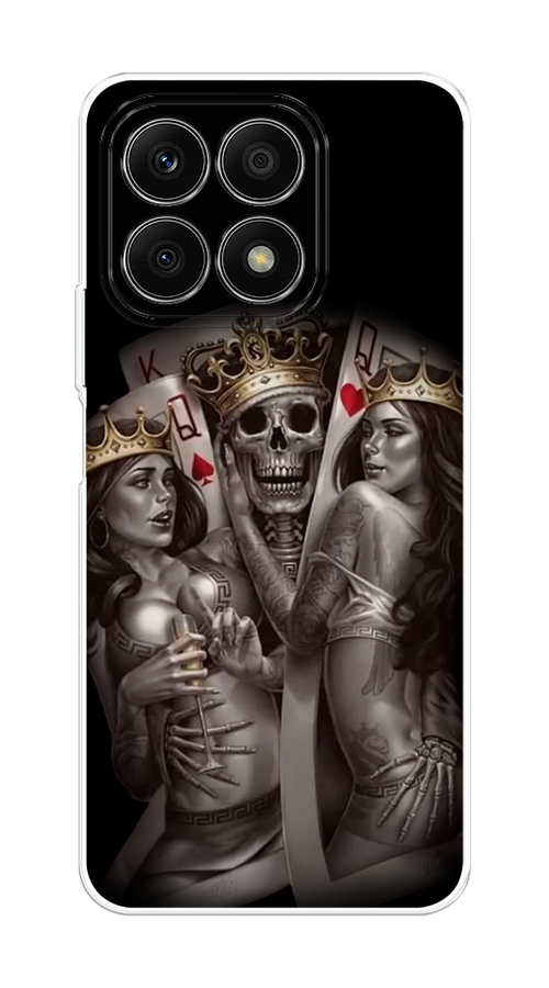 

Чехол на Honor X8A "Карты король и королевы", Серый;желтый, 6120750-6