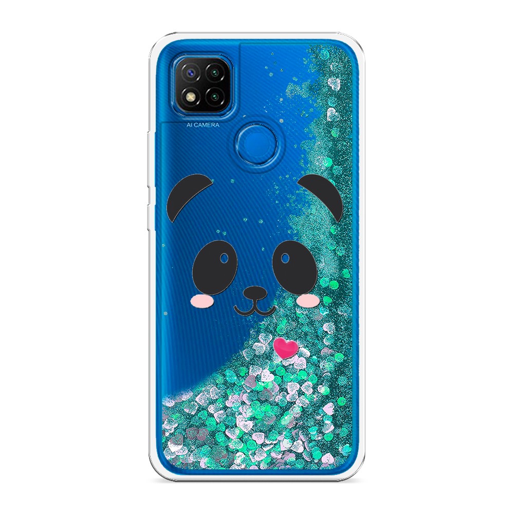 

Жидкий чехол с блестками "Влюбленный панда контур" на Xiaomi Redmi 9C