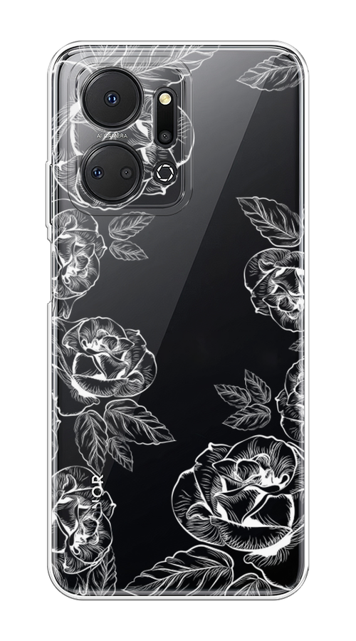 

Чехол на Honor X7A "Розы графика", Черный;серый, 6120650-2