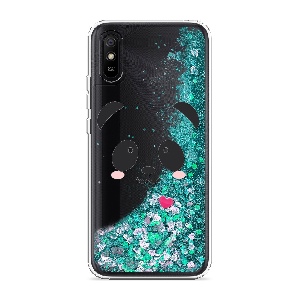 

Жидкий чехол с блестками "Влюбленный панда контур" на Xiaomi Redmi 9A