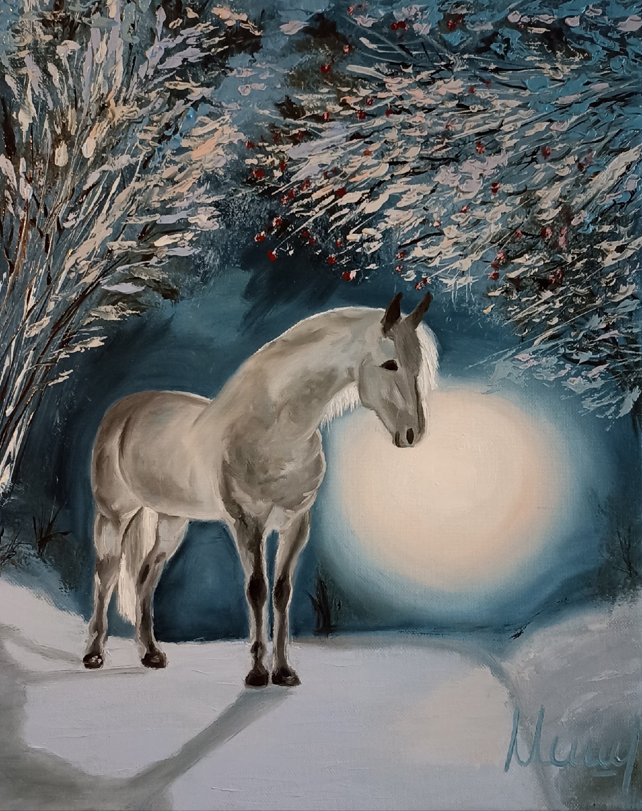 

Картина, Белый конь, Маргарита Мишарева, 50х40 без рамы.