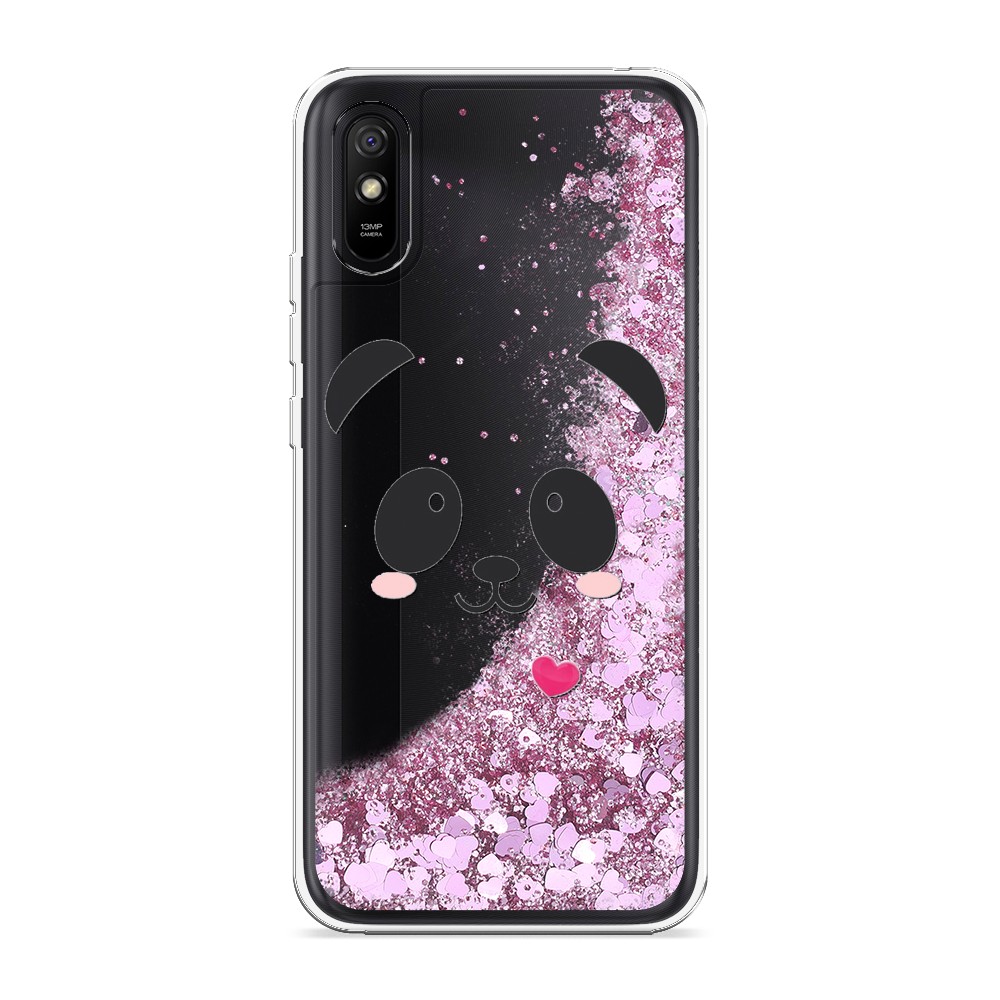 

Жидкий чехол с блестками "Влюбленный панда контур" на Xiaomi Redmi 9A, 38994-1