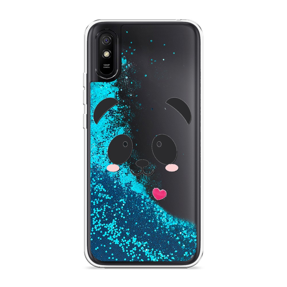 

Жидкий чехол с блестками "Влюбленный панда контур" на Xiaomi Redmi 9A, 38993-1