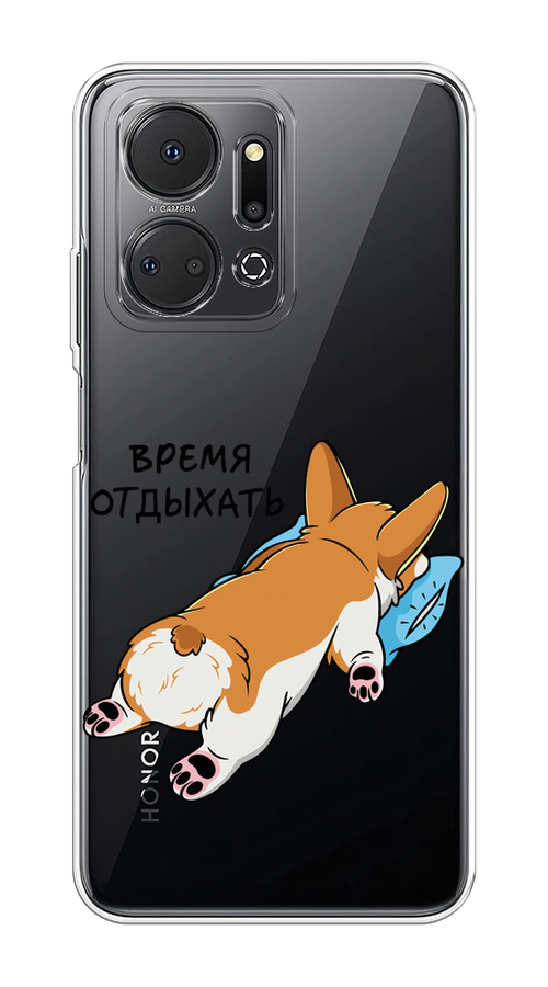 

Чехол на Honor X7A "Корги отдыхает", Черный;коричневый;голубой, 6120650-1