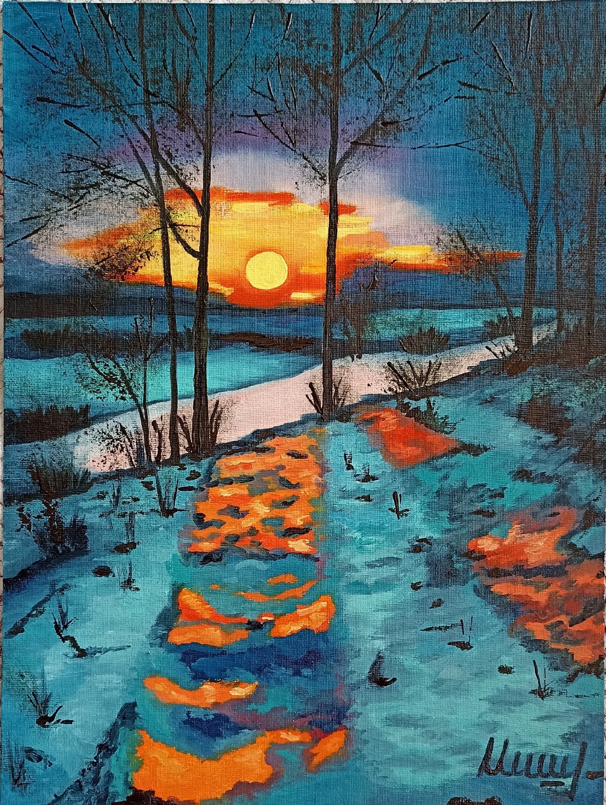 

Картина, Зимний закат, Маргарита Мишарева, 40х30 без рамы