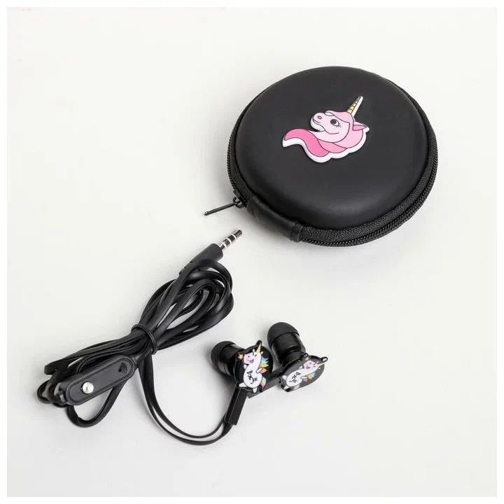 

Наушники Like me вакуумные, с гарнитурой, чехол, "Единорог"