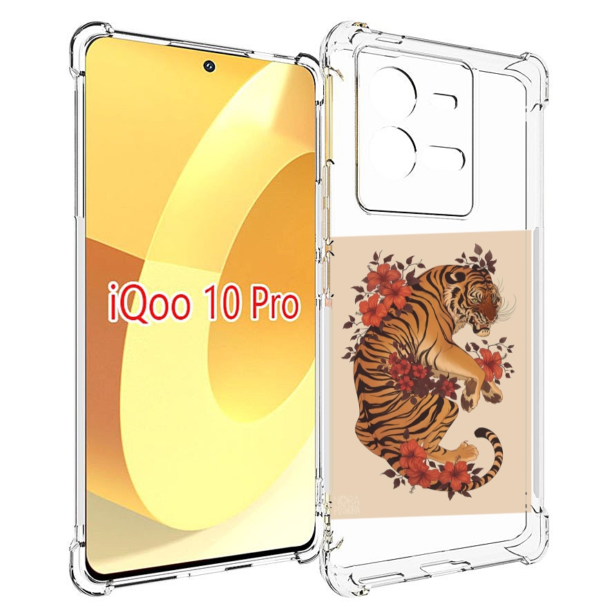 

Чехол MyPads злой-тигр-с-цветами для Vivo iQOO 10 Pro, Прозрачный, Tocco