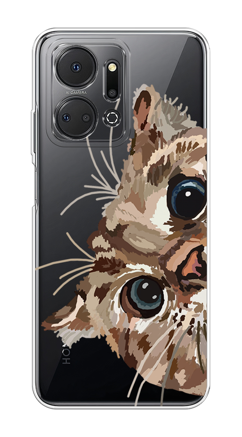 

Чехол на Honor X7A "Любопытный кот", Коричневый;синий;черный, 6120650-1