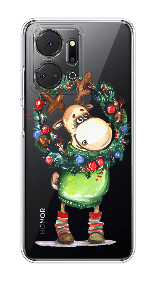 

Чехол на Honor X7A "Олень с новогодним венком", 6120650-4