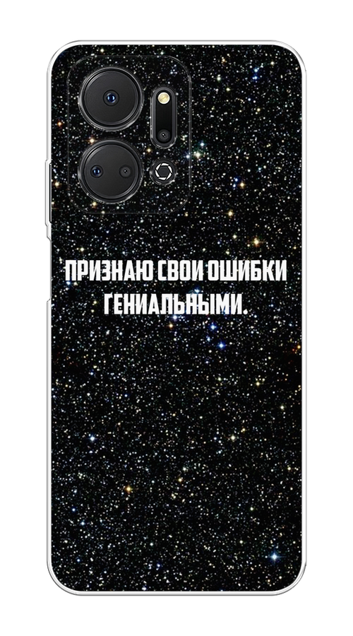 

Чехол на Honor X7A "Признаю свои ошибки гениальными", Черный;белый, 6120650-6