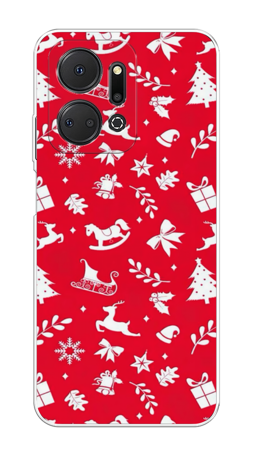 

Чехол на Honor X7A "Красный новогодний фон", Красный;белый, 6120650-5
