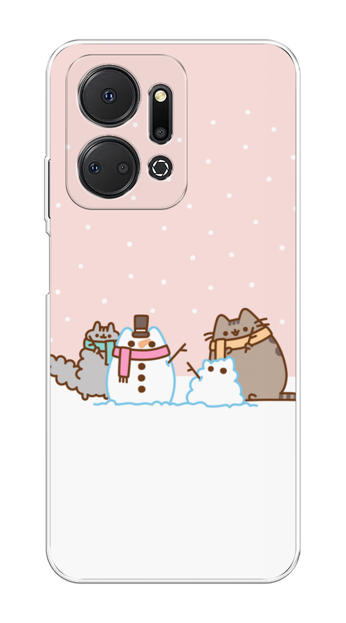 

Чехол на Honor X7A "Котики в снегу", Розовый;белый;серый, 6120650-5