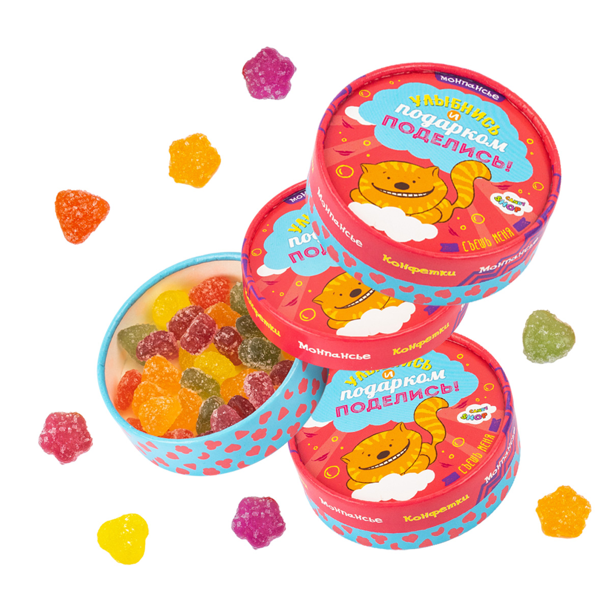 Монпансье фруктово-ягодное Candy Shop Улыбнись и поделись, 3 шт х 45 г