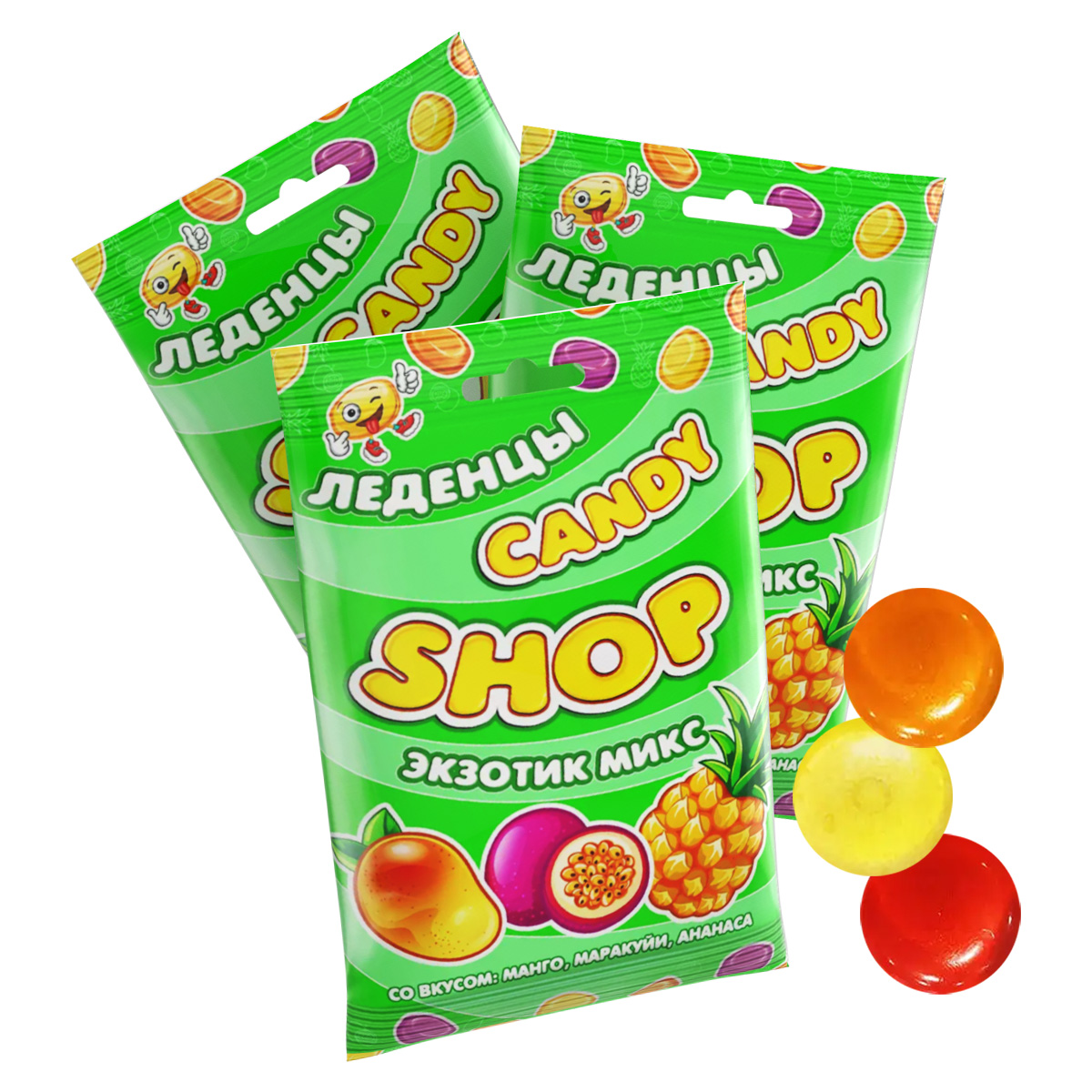 Карамель леденцовая Candy Shop Экзотик Микс, 3 шт х 80 г