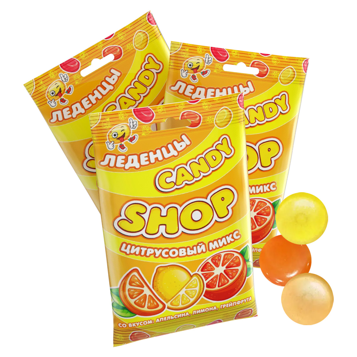 Карамель леденцовая Candy Shop Цитрусовый Микс, 3 шт х 80 г