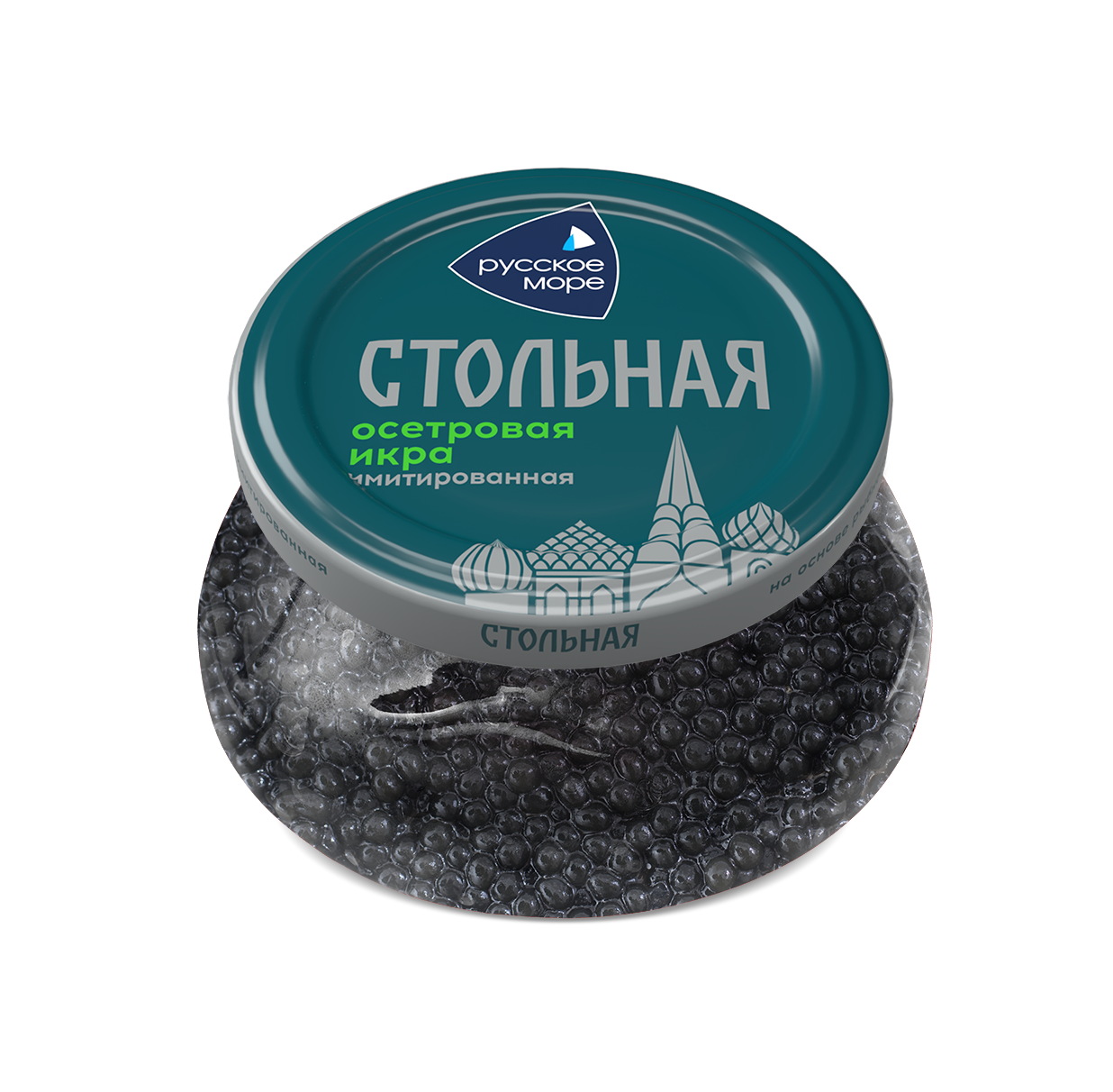 

Икра осетровая Русское море Стольная имитированная, пастеризованная, 230 г
