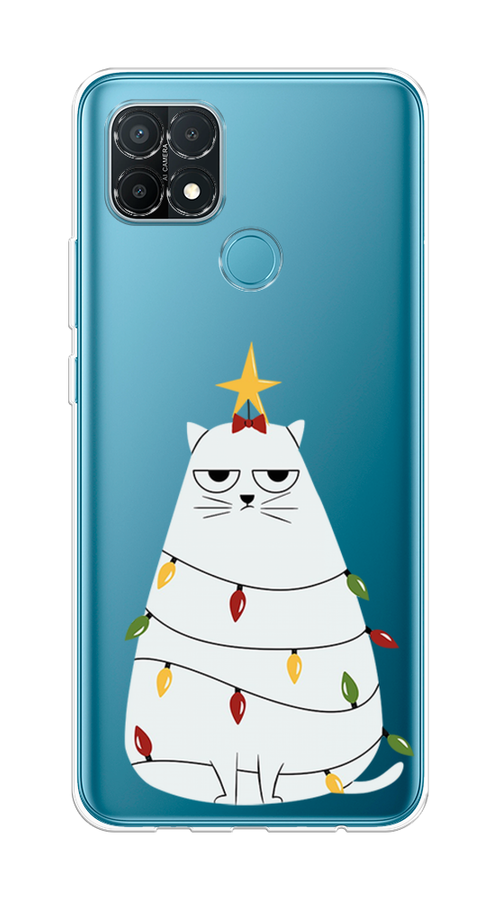 

Чехол на Oppo A15/A15s "Котик в гирлянде", Белый;красный;желтый, 254750-1