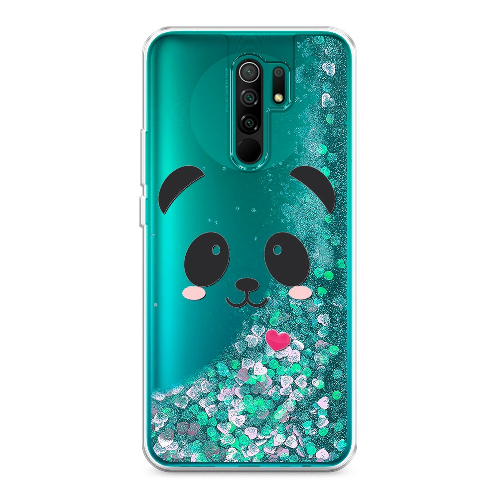 

Жидкий чехол с блестками "Влюбленный панда контур" на Xiaomi Redmi 9, 38395-1
