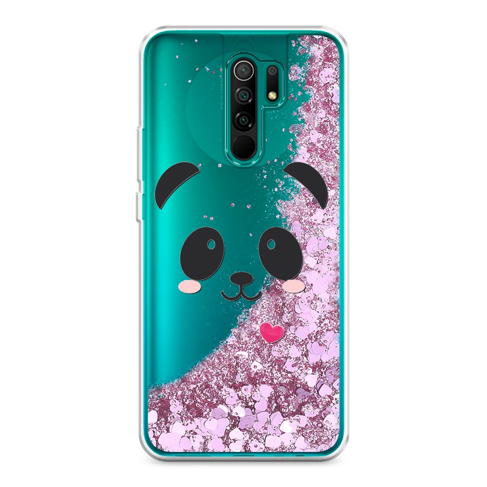 

Жидкий чехол с блестками "Влюбленный панда контур" на Xiaomi Redmi 9, 38394-1