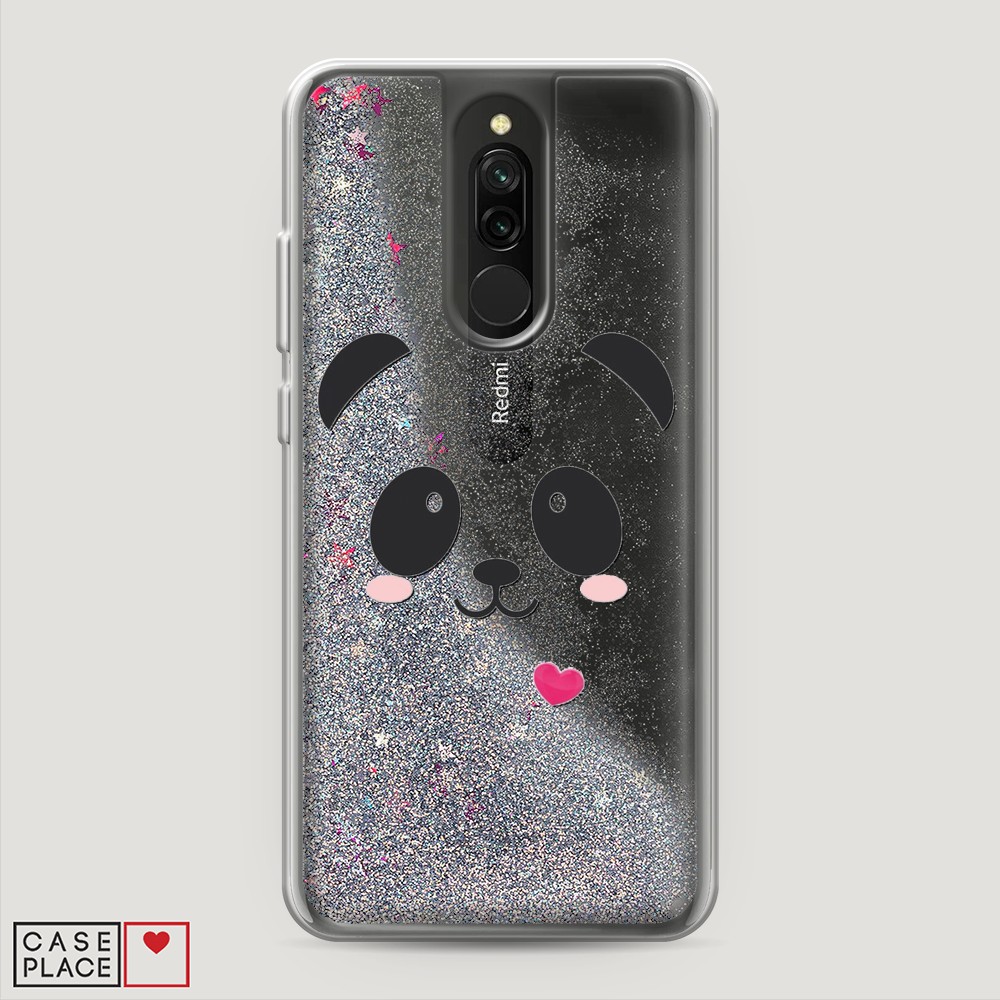 

Жидкий чехол с блестками "Влюбленный панда контур" на Xiaomi Redmi 8, 37191-1