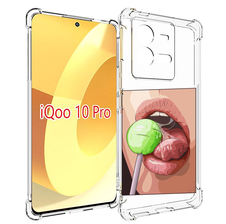 

Чехол MyPads зеленый-чупа-чупс женский для Vivo iQOO 10 Pro, Прозрачный, Tocco
