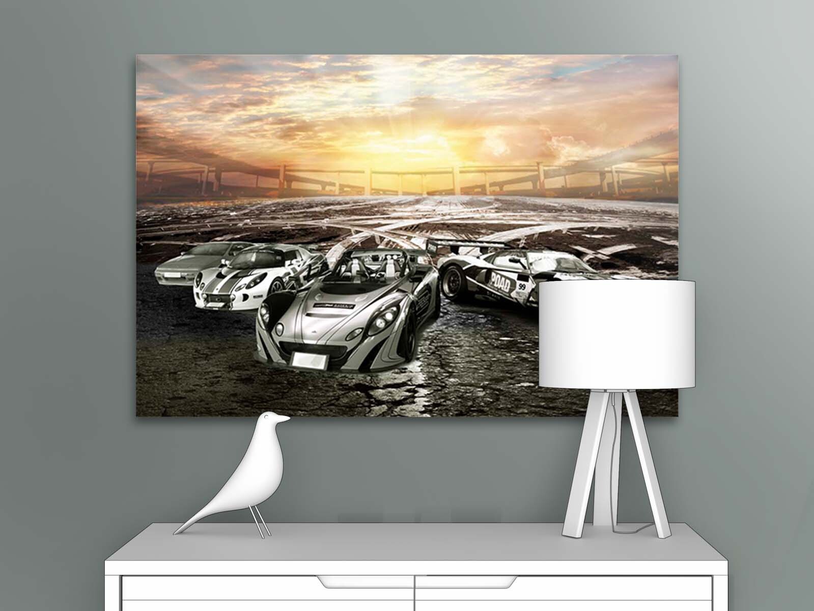 

Картина на стену для интерьера ПЕРВОЕ АТЕЛЬЕ "Спортивные автомобили на закате" 60х40 см, Спортивные автомобили на закате