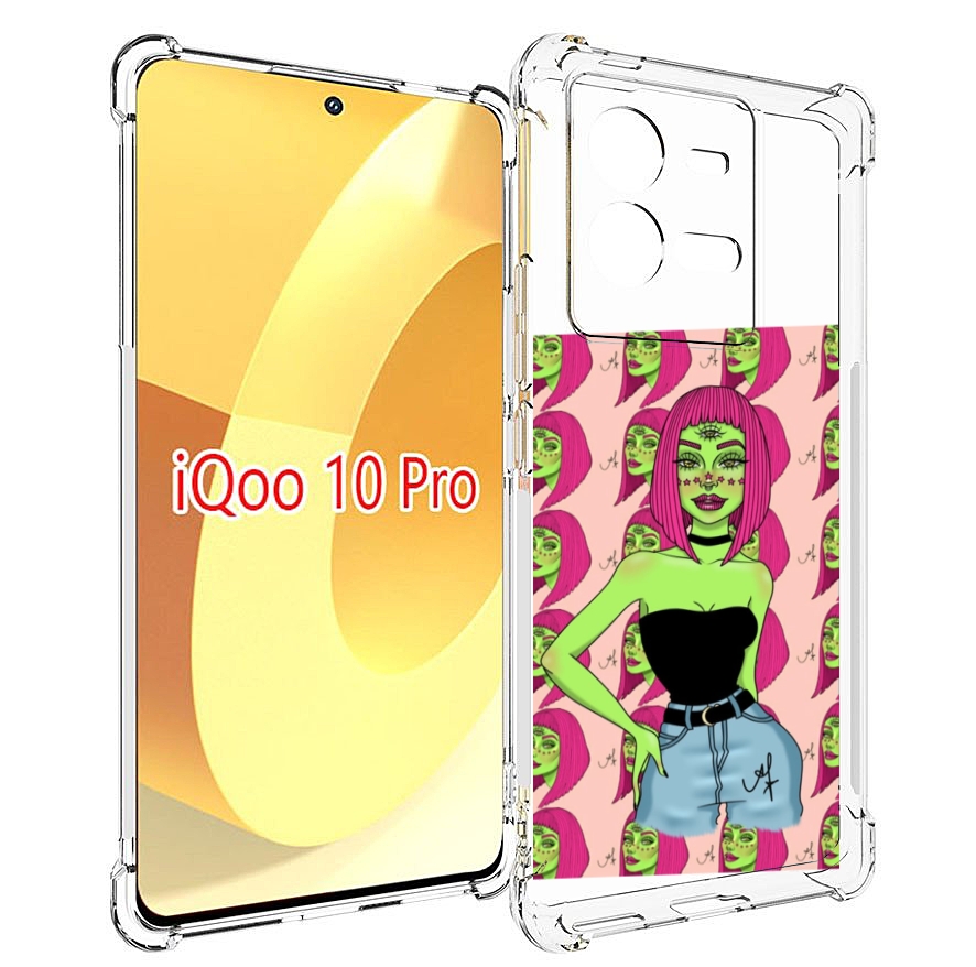 

Чехол MyPads зеленая-девушка-с-глазом женский для Vivo iQOO 10 Pro, Прозрачный, Tocco