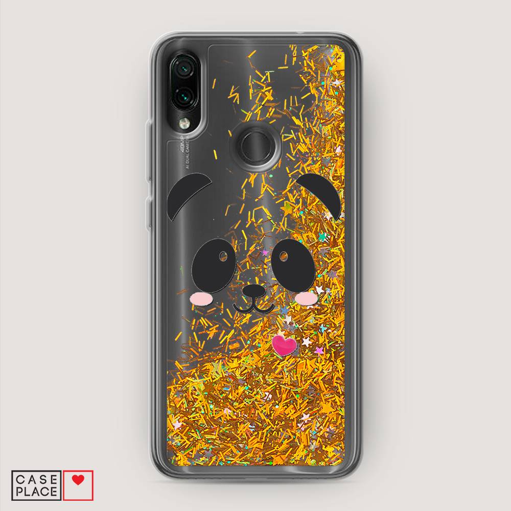 

Жидкий чехол с блестками "Влюбленный панда контур" на Xiaomi Redmi 7, 35090-1