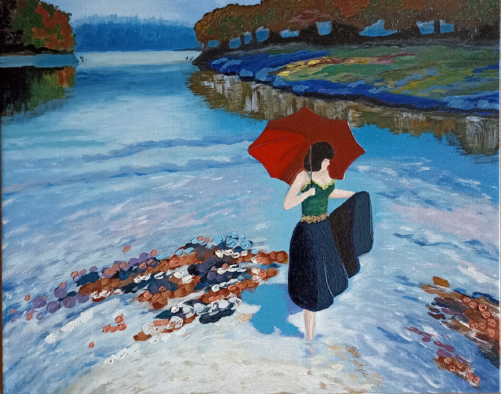 

Картина, Красный зонтик, Маргарита Мишарева, 40х50 без рамы