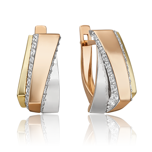 

Серьги из комбинированного золота с фианитом PLATINA jewelry 02-4589-00-401-1140-48, 02-4589-00-401-1140-48