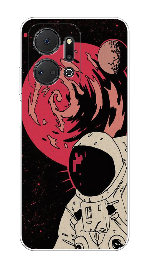 

Чехол на Honor X7A "Космонавт возле Марса", Черный;красный, 6120650-2
