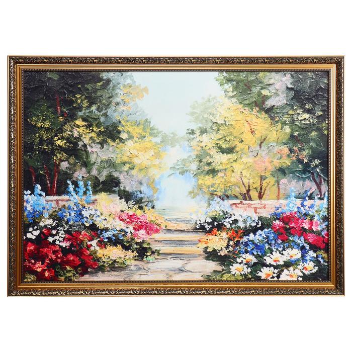 

Картина велюр Цветы в осеннем палисаднике 100х70 (107х77) см