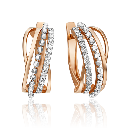 

Серьги из белого золота/красного золота с фианитом PLATINA jewelry 02-4533-00-401-1111-24, 02-4533-00-401-1111-24