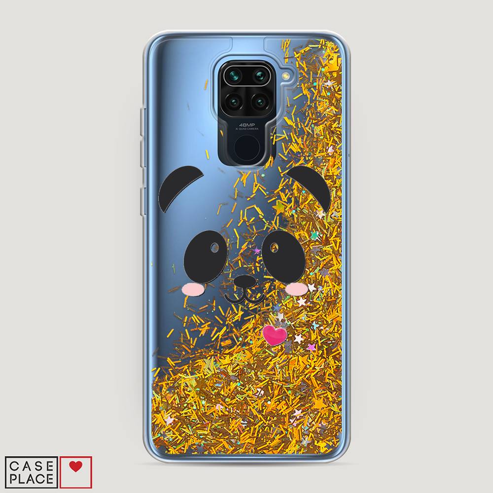 

Жидкий чехол с блестками "Влюбленный панда контур" на Xiaomi Redmi 10X 4G, 38290-1