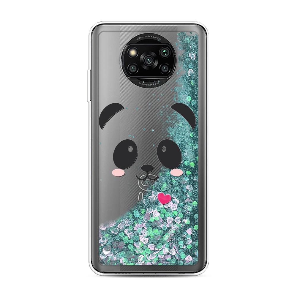 

Жидкий чехол с блестками "Влюбленный панда контур" на Xiaomi Poco X3 Pro, 310695-1