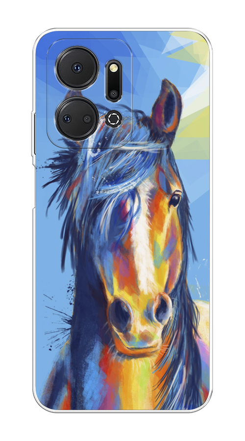 

Чехол на Honor X7A "Лошадь арт 3", Голубой;желтый;синий, 6120650-1