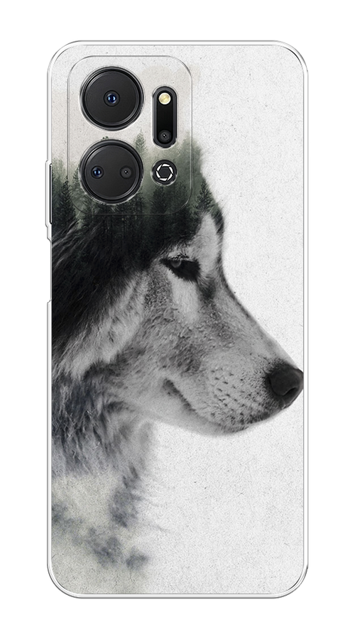 

Чехол на Honor X7A "Волк лес", Серый;белый, 6120650-1