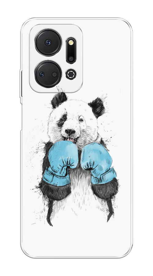

Чехол на Honor X7A "Панда боксер", Голубой;белый;серый, 6120650-1