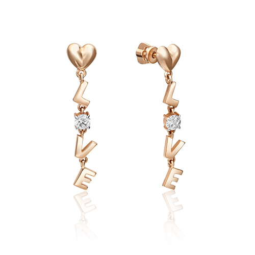 

Серьги из красного золота с фианитом PLATINA jewelry 02-4494-00-401-1110-03, 02-4494-00-401-1110-03