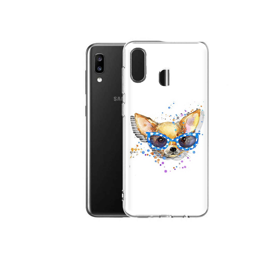 

Чехол MyPads Tocco для Samsung Galaxy A20 чихуа-хуа в очках, Прозрачный, Tocco