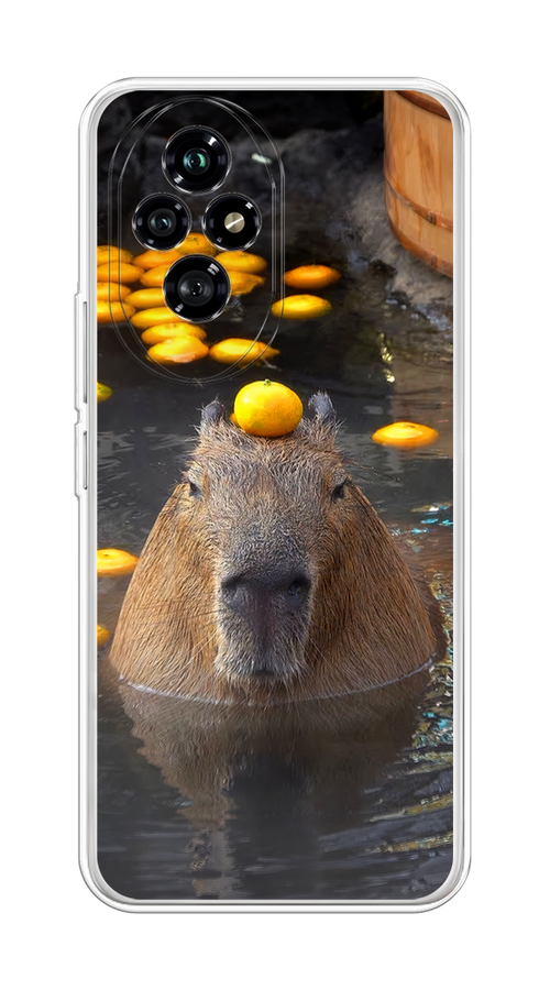 

Чехол на Honor 200 "Капибара отдыхает", Коричневый;оранжевый;серый, 6124750-1