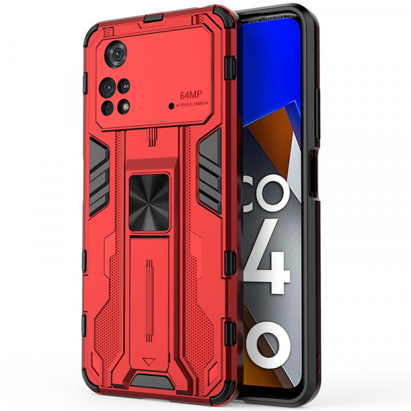 

Противоударный чехол-подставка Epik Galvatron для Poco M4 Pro 4G с защитой камеры, Красный