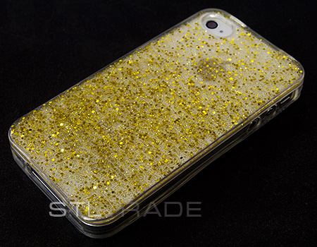 

Силиконовый чехол с блестками для iPhone 4 жёлтый в тех.уп., Желтый