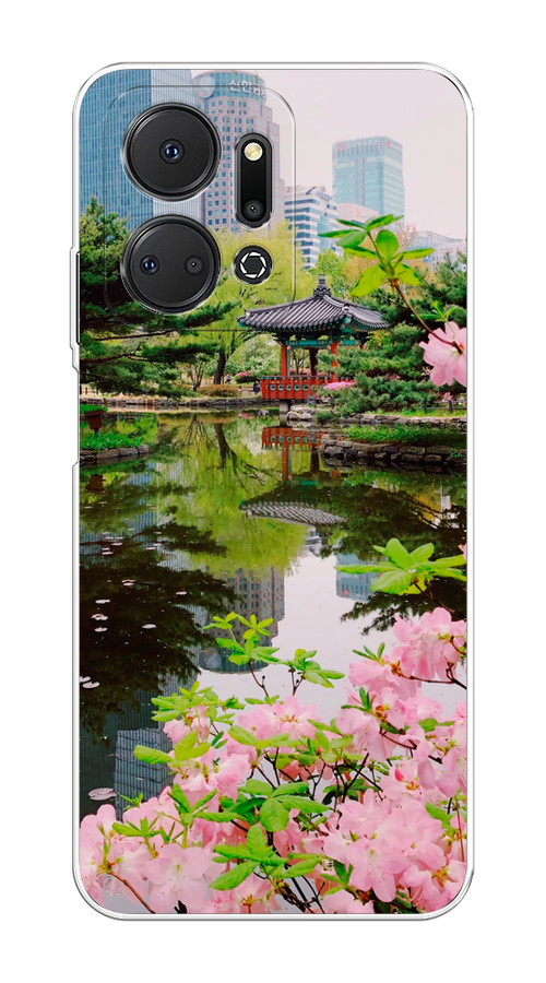 

Чехол на Honor X7A "Сакура возле озера", Зеленый;розовый;голубой, 6120650-2