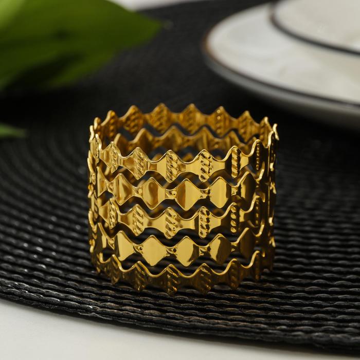 

Кольцо для салфетки Фера, 5x5x3,5 см, цвет золотой, Золотистый